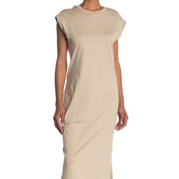 Nordstrom Boat Neck, Side Slit light Putty Pink Midi - Picture 1 of 5